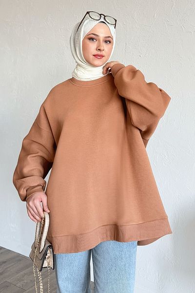 InStyle Basic Camel Color Raised Sweatshirt