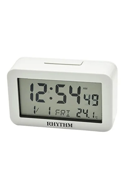Rhythm Rectangular Shaped Digital Alarm Clock with LED Light and Snooze Function