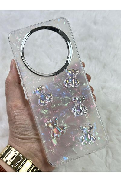 Vip Case Xiaomi Redmi A3 ( 2024 ) - حافظة كريستالية ثلاثية الأبعاد منقوشة على شكل دمية دب هولوجرام