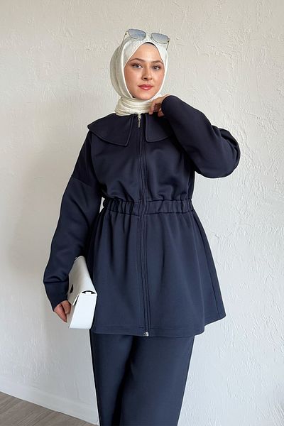 InStyle Sailor Collar Navy Blue Scuba Suit