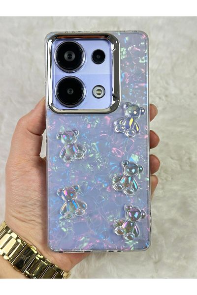 Vip Case Xiaomi REDMI Note 13 PRO 4G - حافظة كريستال هولوجرام ثلاثية الأبعاد منقوشة على شكل دمية دب