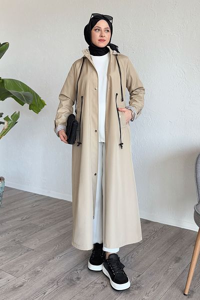 InStyle معطف واق من المطر مخطط بلون الحجر