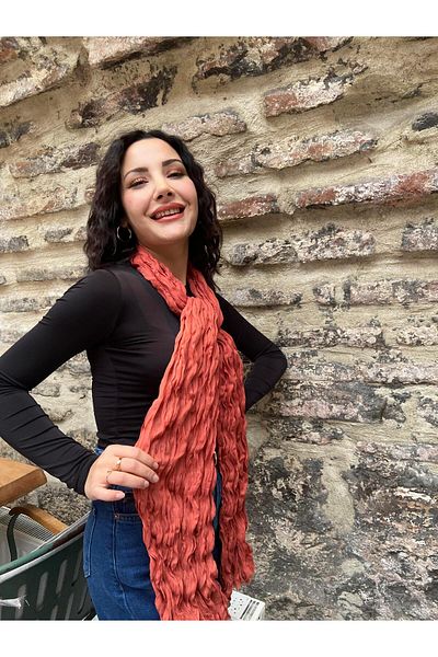 nehir eşarp Pleated Wave Shawl Solid Color 55 X 195 cm