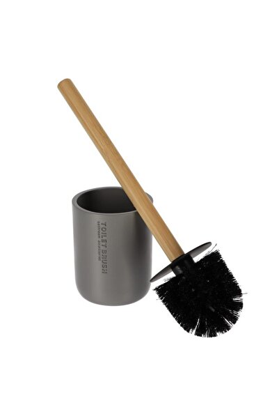 Tendance فرشاة حمام من مادة البولي راتنج ومقبض من الخيزران مع حامل