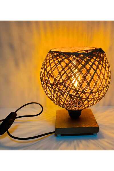 OSO HOME Akalite Wood - Lampshade Jute Wicker Headboard