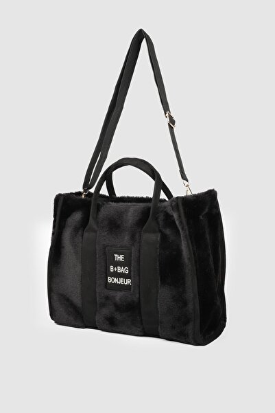 La La'Graccio Paris La'Graccio Paris Geantă de mână pentru femei The Tote Bag cu curea, pluș, neagră