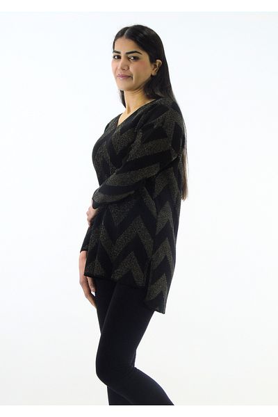 Tuğra Zik Zag Patterned Glitter Tunic