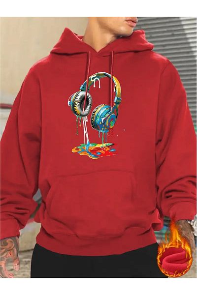 DAXİS Sportwear Company Men's Printed Hooded Sweatshirt