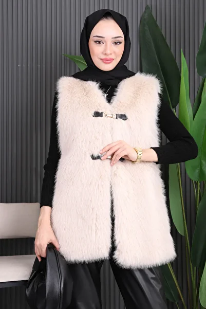 İmajButik سترة فرو من فرو المنك مع تفاصيل أمامية