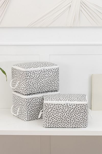 REKHOME 3-Piece Leaf Gray Printed Small Size under Base, Suitcase Organizer Scrap / 30X22X18