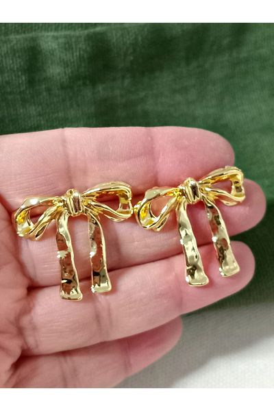 mos&more Gold Bow Design Stylish Women's Earrings