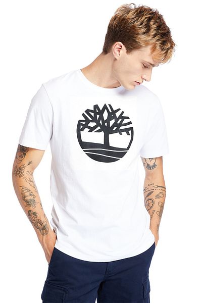 Timberland Ss Kennebec River Tree Logo Tee Men's Casual T-shirt Tb0a2c2r1001 White