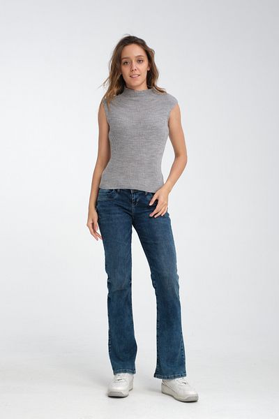 nisaNCa Zero Sleeve Knitwear Knit High Top Women's Bodysuit, Slim Fit, Stand Collar Sweater