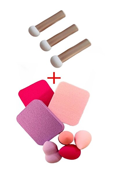 newnet 7'li Makyaj Süngeri+3'lü Kapatıcı Fırçası Set-Kullanışlı Pudra,Allık,F...