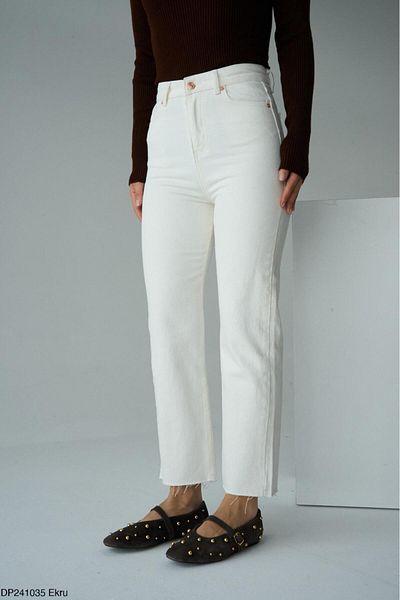 Lupies Women's White Laser Cut Equivalent Mom Jean Jeans