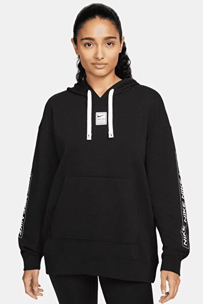Nike Pro Dri Fit Get Fit Women's Hoodie Grafik Kadın Kapşonlu Sweatshirt Siyah
