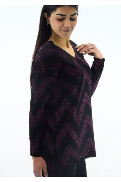 Tuğra Zik Zag Patterned Glitter Tunic