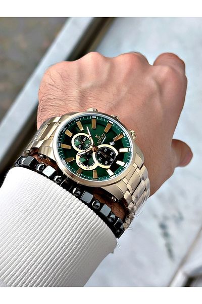 Reward Gold Color Steel Band Business Case Cord Steel Men's Wrist Watch+Bracelet