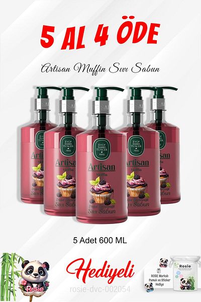 Eyüp Sabri Tuncer Artisan Muffin - 600 ml Soap, Buy 5 and Pay 4, Rosie Cotton