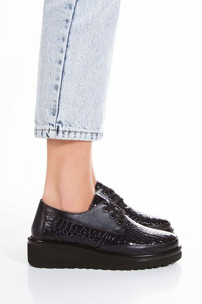 İLOLİCA Vnitřní a vnější pravá kůže Crocodile Navy Blue Ortopedická podešev Šněrovací dámská obuv
