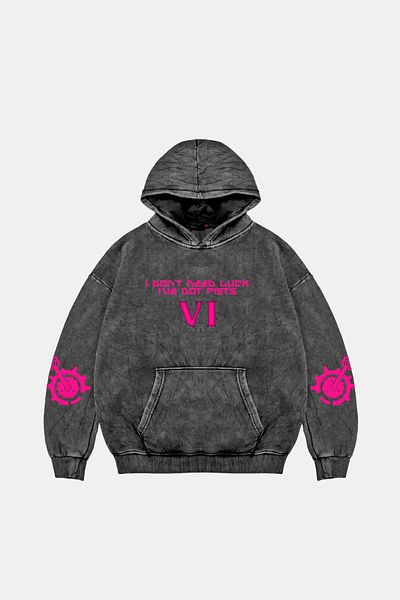 Sekizbiraltı Vi Arcane Printed Oversize Unisex Washable Black Hoodie