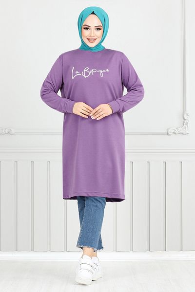 ModaMerve Λιλά Glitter Hijab Tunic - 798OZR1047-M