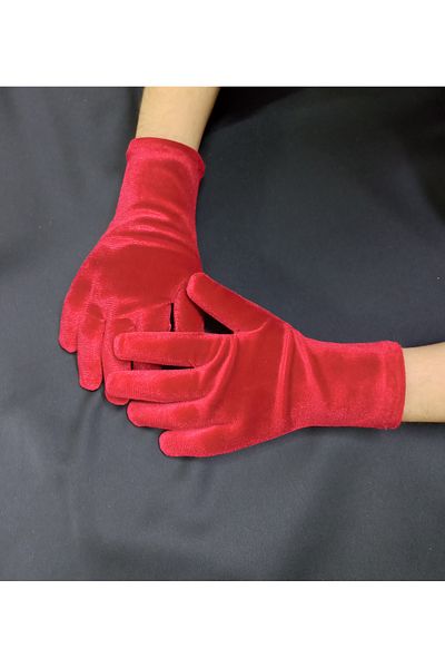 Qrsln Girl's Red Velvet Ankle Length Gloves
