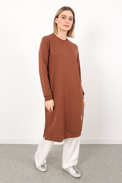 Linvey ملابس إسلامية بياقة دائرية وقطعتين مريحة مقاس كبير (K7191 طويل)