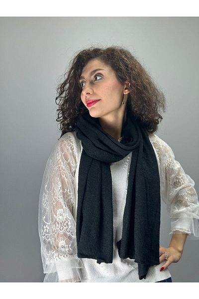 Gönülden Tasarım Eșarfă unisex din bumbac negru pentru gât 190X60 CM