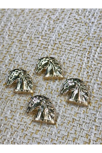ODDA TASARIM ATÖLYESİ Set of 4 Buttons Gold Color with Horse Head Model (2.5cm)