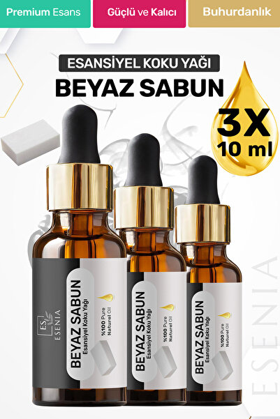 ESENIA Beyaz Sabun 3'lü Set Esansiyel Uçucu Yağı Buhurdanlık Difüzör Esansı o...
