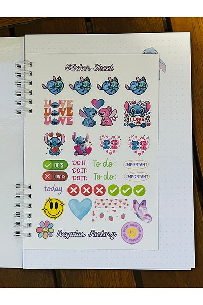 Cuppy Box A5 Size 3D Effect Notebook with Stitch Character, 1 Sheet Bonus Matte Sticker