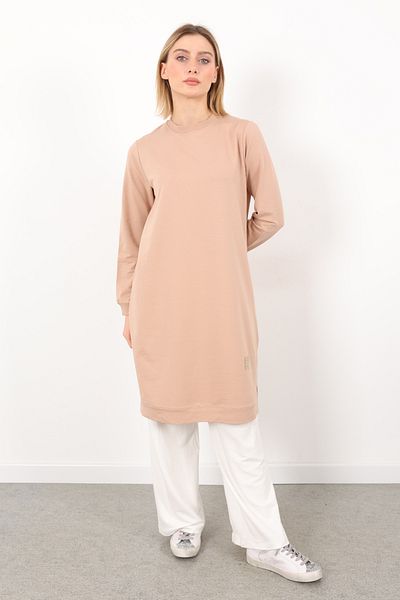Linvey Crew Neck Two Thread Comfortable Fit Tunic Plus Size Hijab Clothing (K7191 Long)