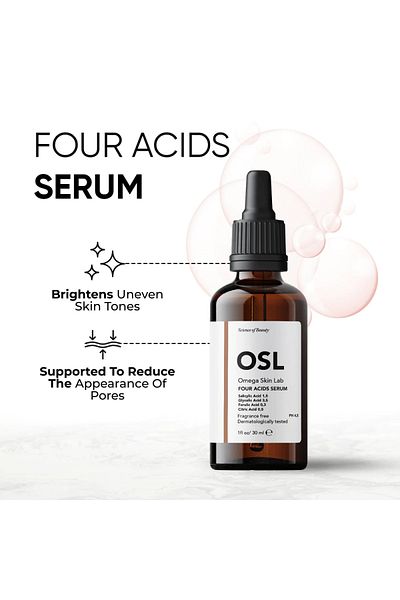 OSL Omega Skin Lab Ser OSL Four Acids 30ML - acid salicilic % 1,5, acid citric % 0,5, acid glicolic % 3,5, anti-petă,