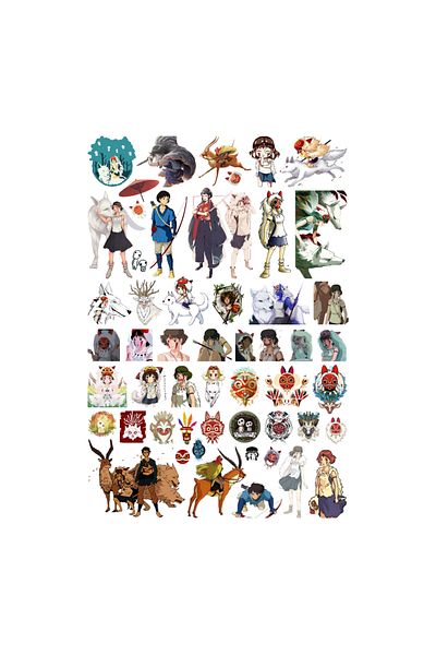 Ororabutik Σετ αυτοκόλλητων Anime Princess Mononoke 53 τμχ - Σετ αυτοκόλλητων Scrapbook Bullet Journal
