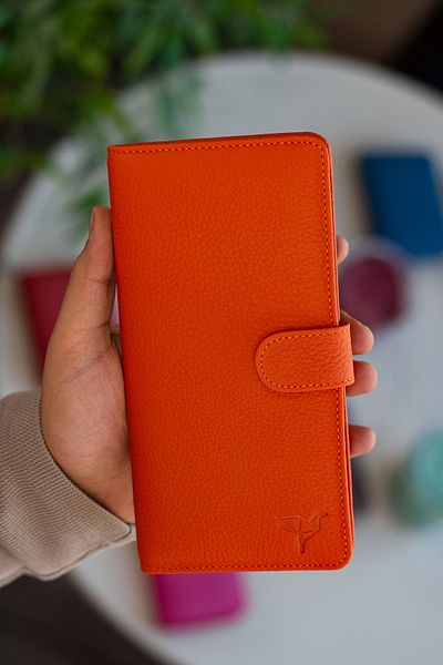 Garbalia Πορτοφόλι Graz από γνήσιο δέρμα Unisex πορτοκαλί με θήκη τηλεφώνου και πολλές θήκες για κάρτες
