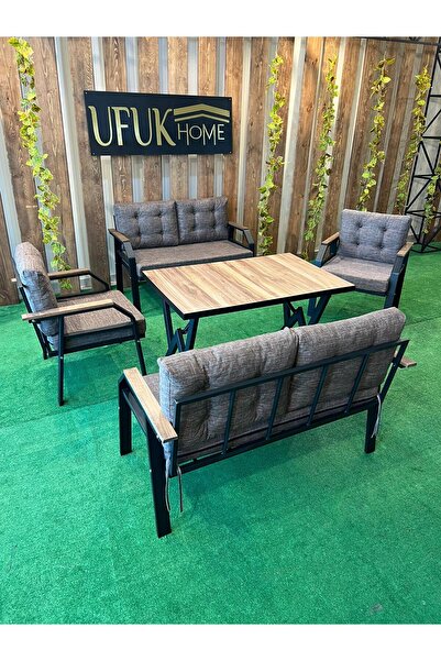 UFUK HOME 2+2+1+1+masa Bordo Bahçe Mobilyası, Balkon Çay Seti, Bahçe Koltuk T...