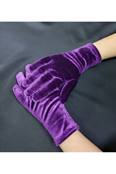 Qrsln Miela Girl - Purple Velvet Ankle Length Gloves