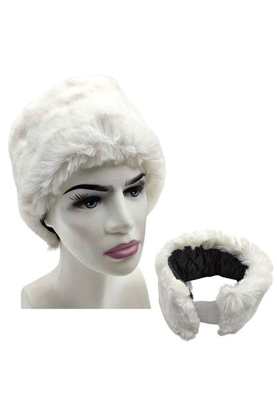 AXE SPORTSWEAR Iarnă Ecru Blană artificială Detaliată Textură moale Spate elastică Plush Kalpak Bandana Guler pentru gât