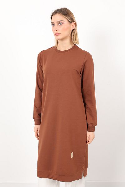 Linvey ملابس إسلامية بياقة دائرية وقطعتين مريحة مقاس كبير (K7191 طويل)