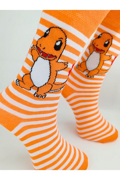 Shuttle Park Unisex Happy Colorful Socks - Κάλτσες Charmender με πορτοκαλί σχέδιο