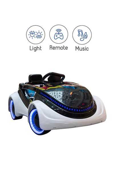 Babyhug سيارة ركوب Buggati I-Robot، 3 سنوات فما فوق، موسيقى عن بعد، LED، معتمدة من حيث السلامة - بيضاء