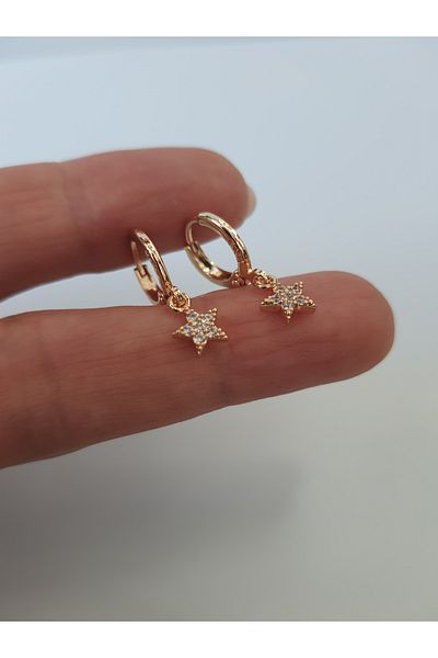 kurukafagift Star Stone Gold Color Mini Double Earrings