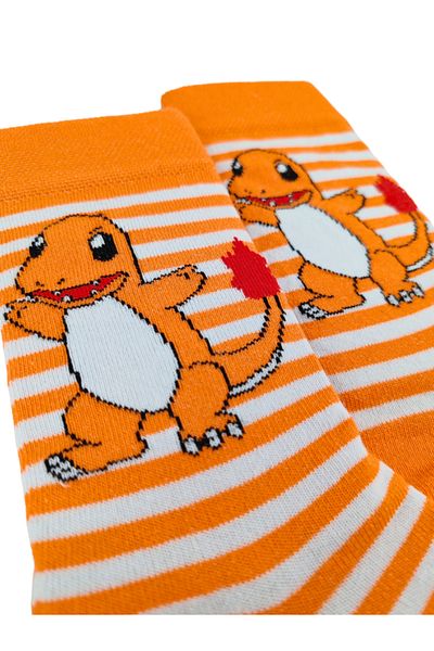 Shuttle Park Unisex Happy Colorful Socks - Κάλτσες Charmender με πορτοκαλί σχέδιο