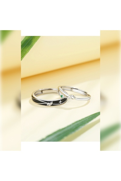 MURASSA BUTİK Yaprak Dökümü Desen Çift Yüzüğü Sevgili Yüzüğü Söz Yüzüğü Nişan...