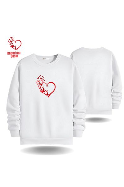 Gölge Store Ανδρικό γυναικείο φούτερ Slimfit με ανάγλυφο Valentine's Day 6004