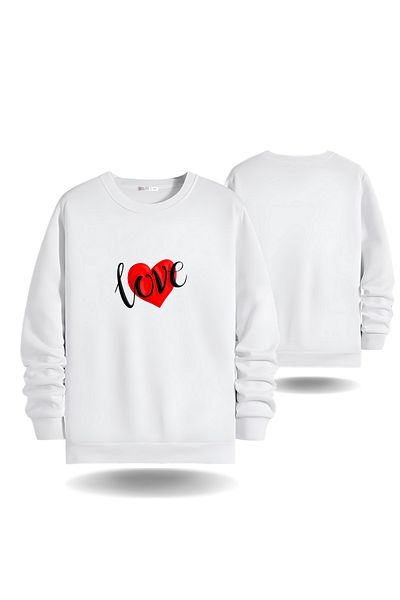 Gölge Store Love Heart Valentine Crew Neck Ανδρικό γυναικείο φούτερ Slimfit 6011