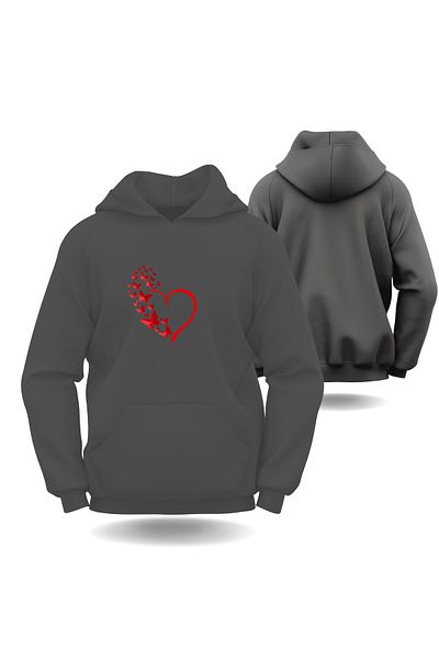 Gölge Store Slimfit Hoodie με μοτίβο πεταλούδας για την ημέρα του Αγίου Βαλεντίνου - Ανδρικό Γυναικείο Φούτερ 6004