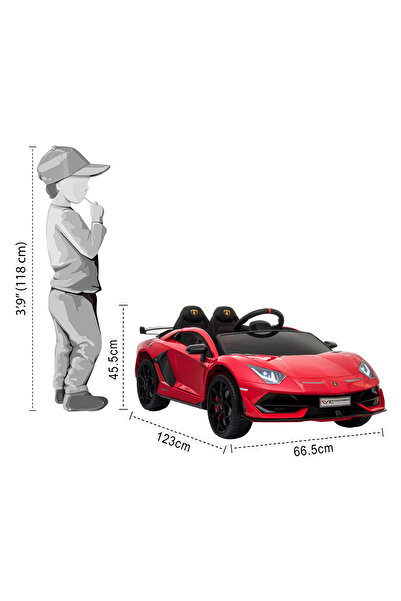Babyhug سيارة لامبورجيني SVJ مرخصة للركوب مع جهاز تحكم عن بعد للوالدين، باللون الأحمر