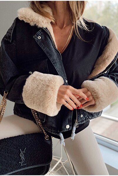 dblovedbrand SAGI JEANS - معطف نسائي من قماش الدنيم بلون الجمل، وسترة جينز، و...